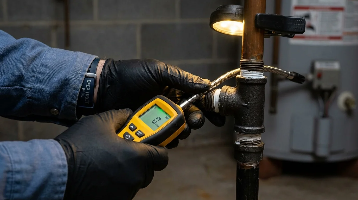 Gas leak detection with electronic sniffer by Johns Plumbing LLC in Estill Springs